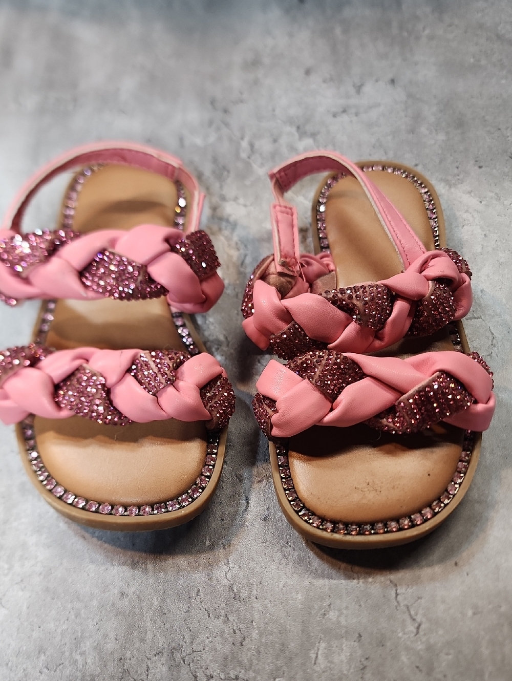 BEBE little Girls Pink Rhinestone Sandals